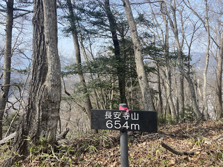 都留アルプス長安寺山の山頂看板